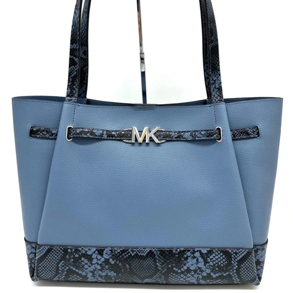 Michael Kors Handbags - Michael Kors Reed Large Tote Bag Denim Snakeskin Blue